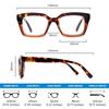 JO Stylish Reading Glasses with Blue Light Retro Square with Case Women's Blocking, Design, Brown, 1.50mm,
