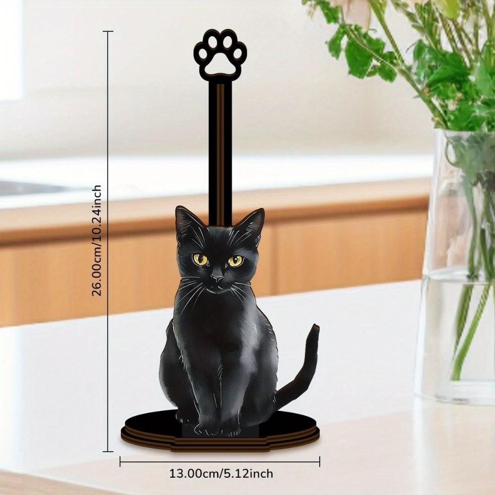 Wooden Base Bow Kitty Kitchen Towel Rack Cute Food Wrap Storage Rack For Kitchen