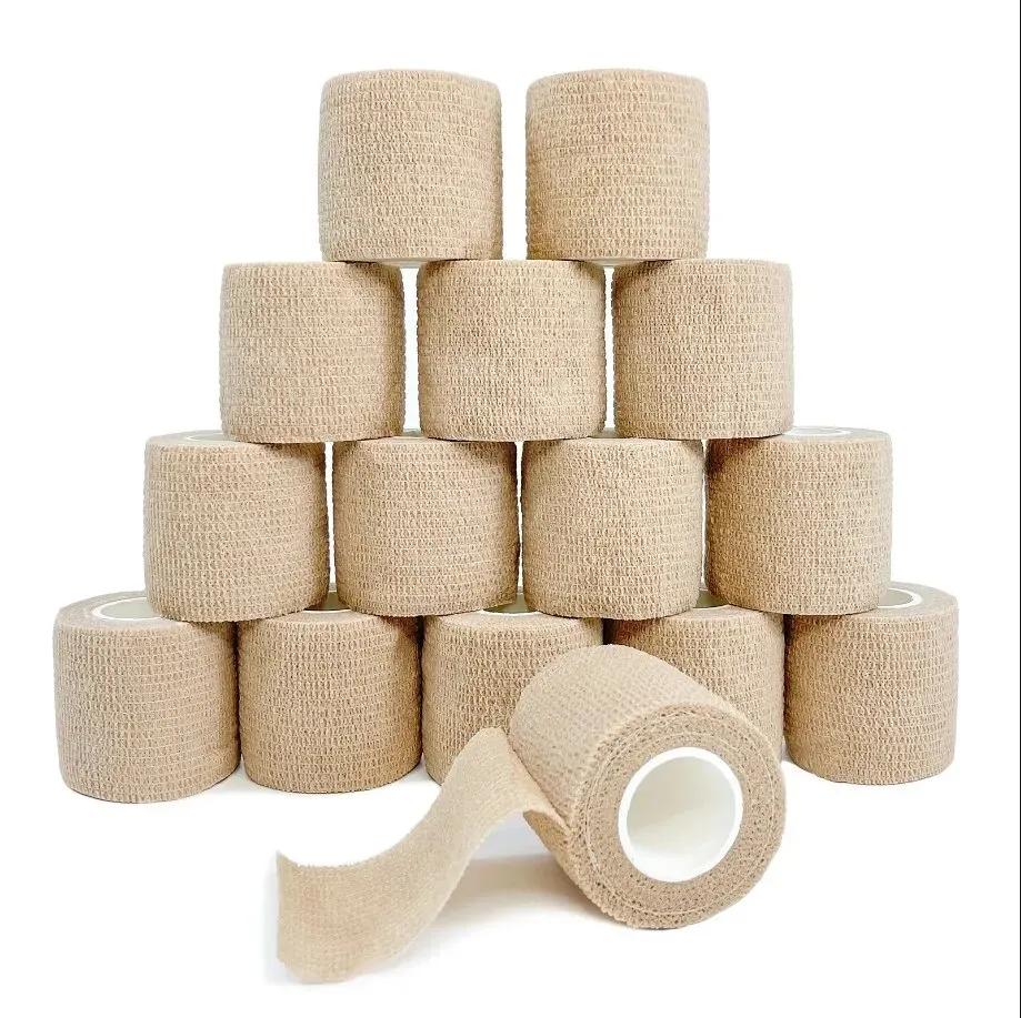1roll 2.5/5/7.5/10cm*4.8m Non Woven Elastic Self Adhesive Bandage Cohesive Bandage for Sports Fixing Finger Wrist Leg