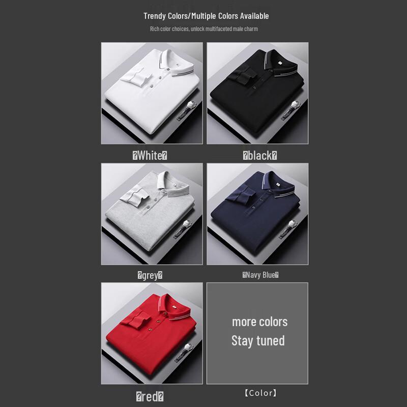 ROMON Men's Autumn Business Casual Long Sleeve Polo T-Shirt