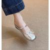 Inner height increase half drag new bow ballet shoes small satin surface one word with bag head single shoes