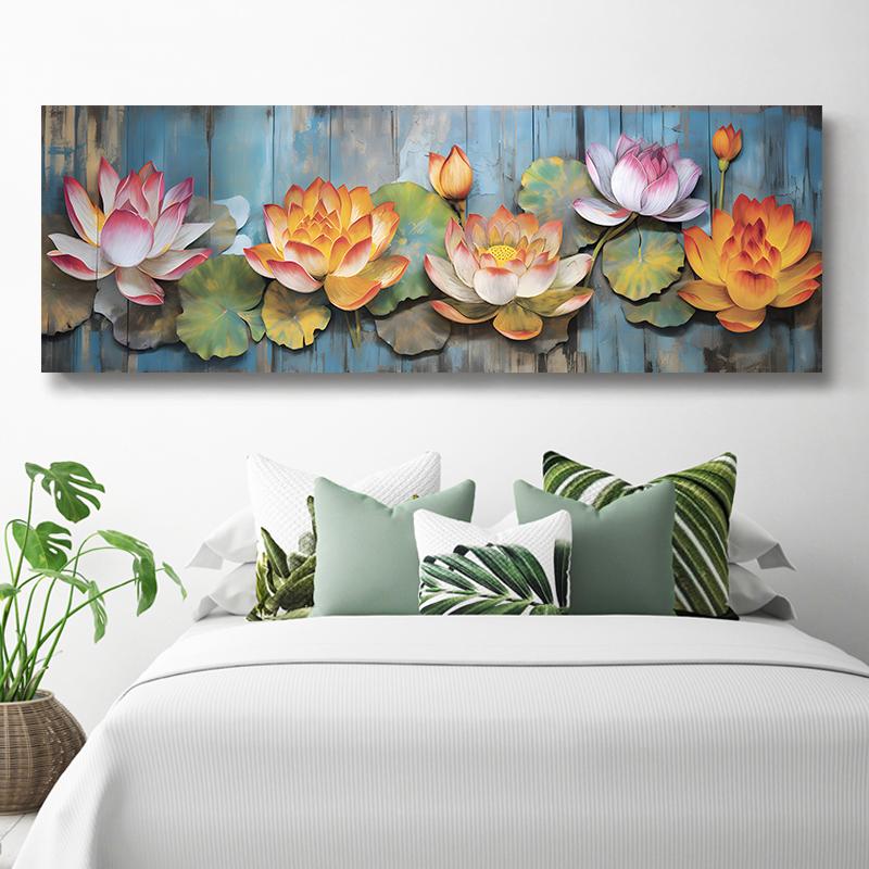 Impressões em tela de flores de lótus abstratas, pinturas em tela florais rosa, decoração de parede, pôsteres de folhas de lótus, impressões para decoração de quarto sem moldura