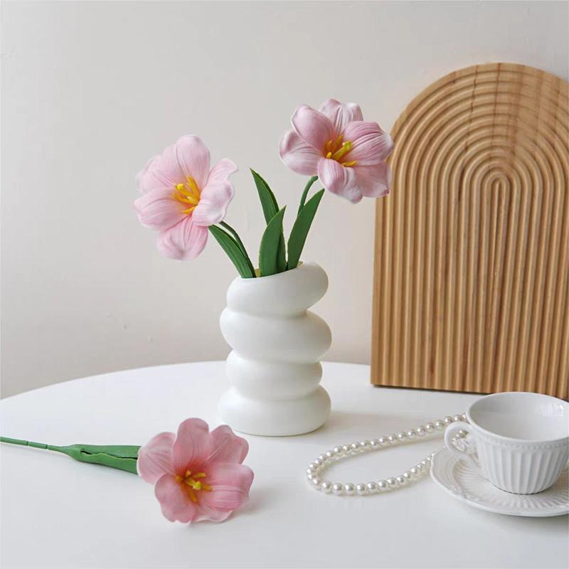 Nordic Flower Vase Pure White Imitation Ceramic Vase Hydroponic Creative Home Decor Artistic Desktop Ornament Mother'S Day Gifts