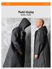Black Adult Trench Coat-Style Windproof Hooded Rain Poncho, Extra Long & Thick, In Stock