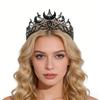 Vintage Style Queen Crown Black Color Baroque Crown Dark Star Headpiece  for Women