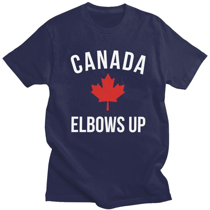 Custom Cool Elbows Up Canada Maple T Shirt Men Pure Cotton Tshirt Leisure Tee Tops Fashion Tshirts