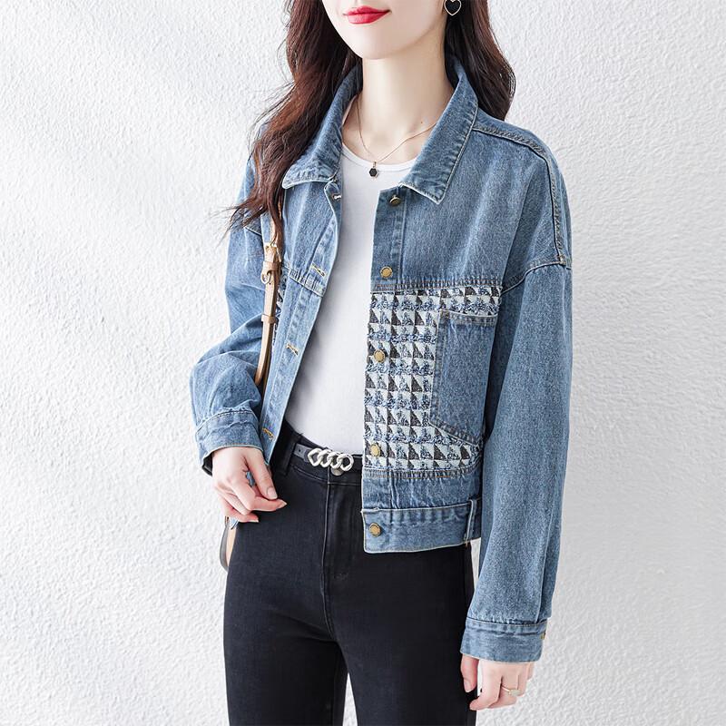 Women's Loose Fit Patchwork Denim Jacket