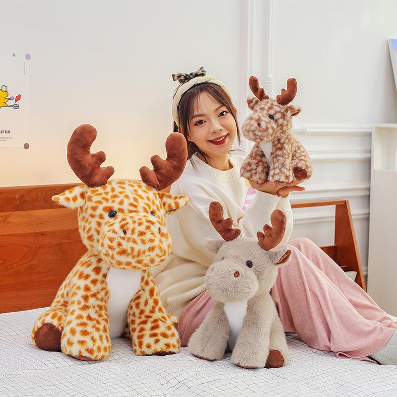 Cute Elk Doll Plush Toy Girl Birthday Gift Cartoon Sika Deer Doll Pillow Doll