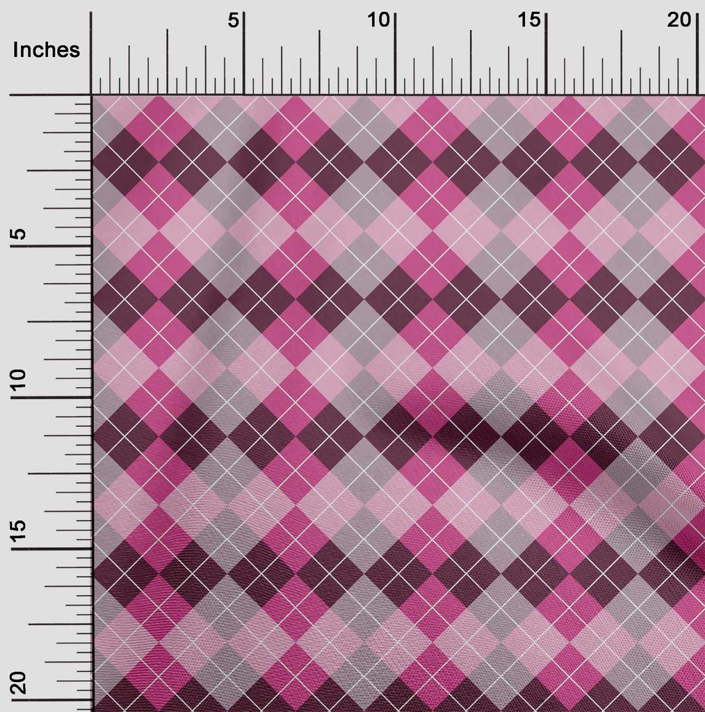 oneOone Cotton Flex Bright Red Fabric Argyle Check Dress Material Fabric Print Fabric By The Yard 40 Inches