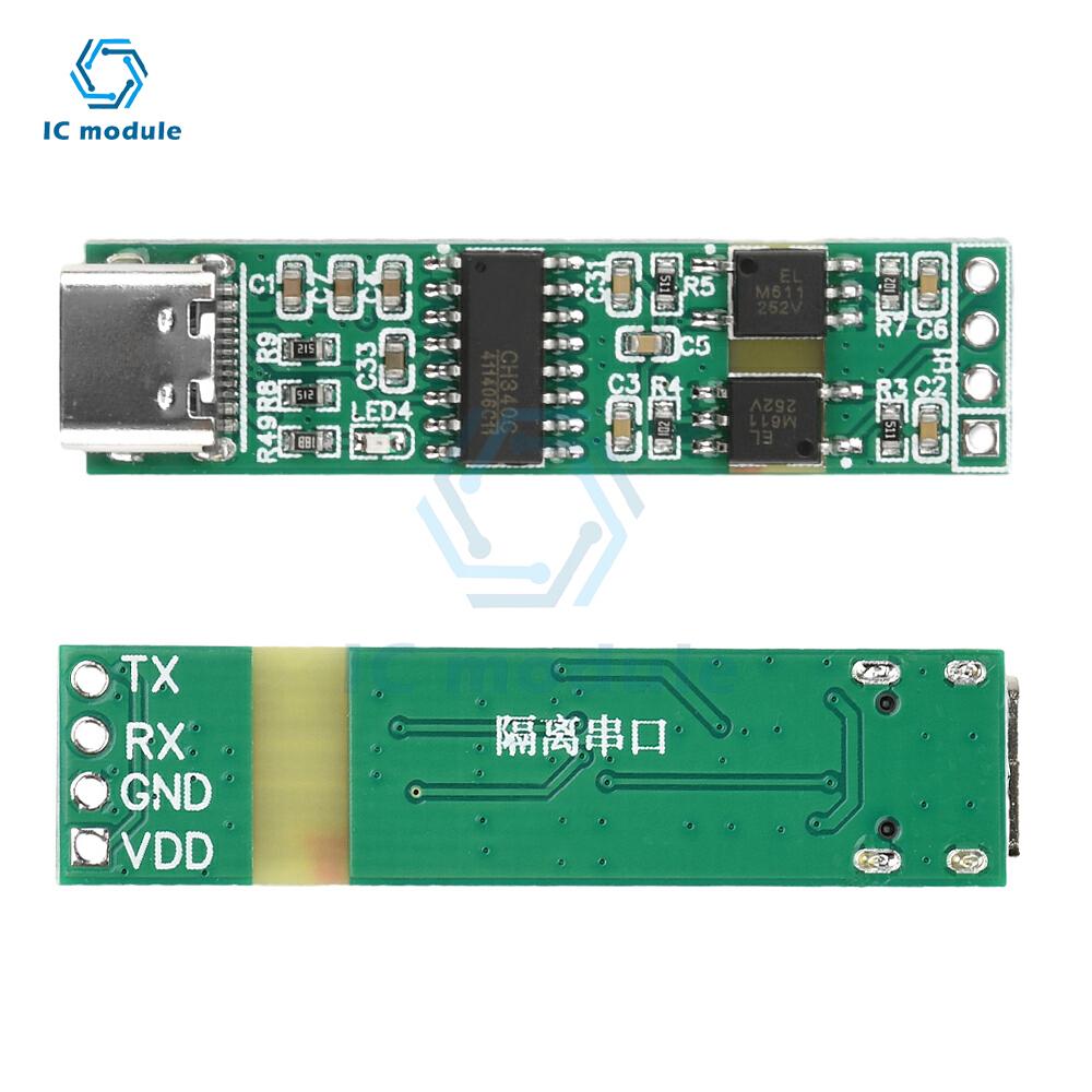 USB To TTL Serial Port Optoelectronic Isolation Module Type C H340 High-Speed Isolation UART Serial Port Isolation Module