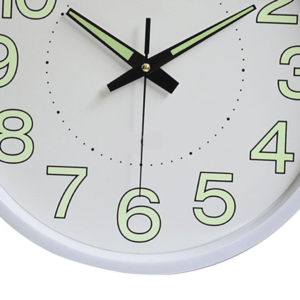 12 Inch Luminous Wall Clock Minimalist Round Quartz Clock for Bedroom Living Room Decoration White