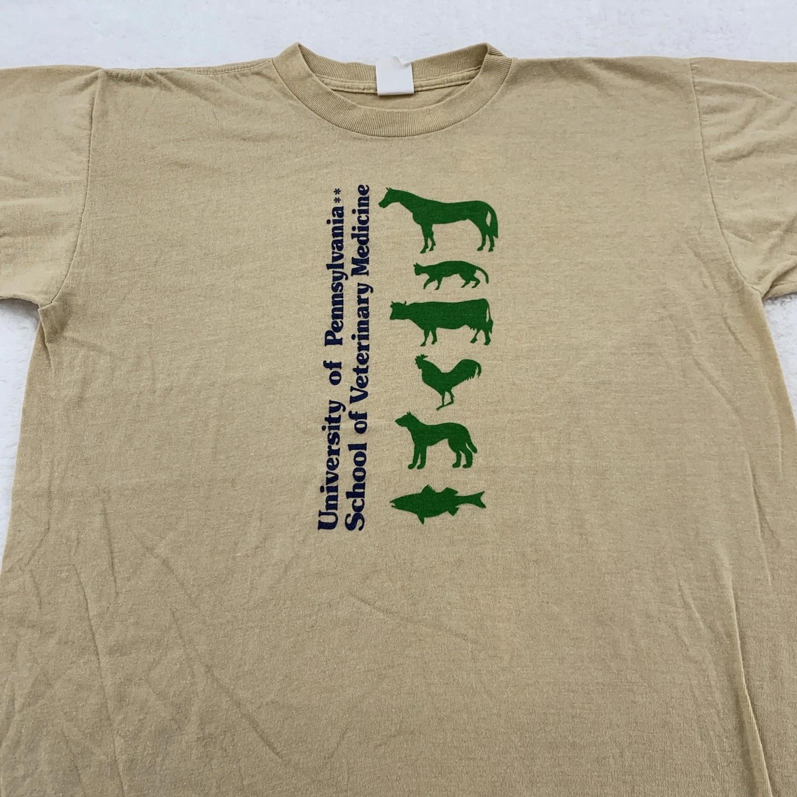 vtg 70s University of Pennsylvania Veterinarian Shirt M Animal Nature UPenn dog XL
