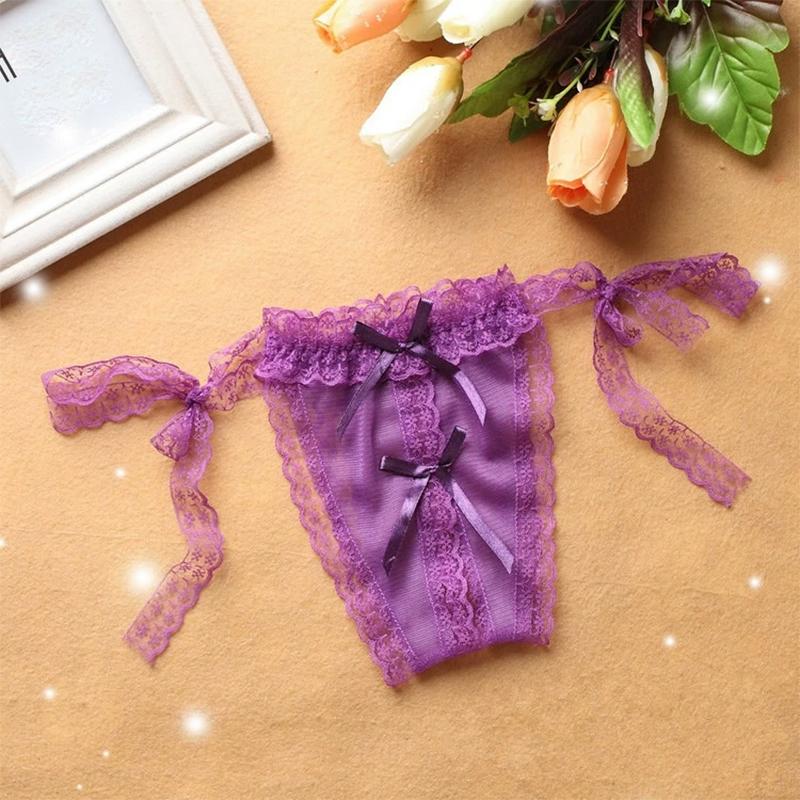 Sexy Lace Thongs Underwear Open-Crotch Low Waist G-String Women'S Panties