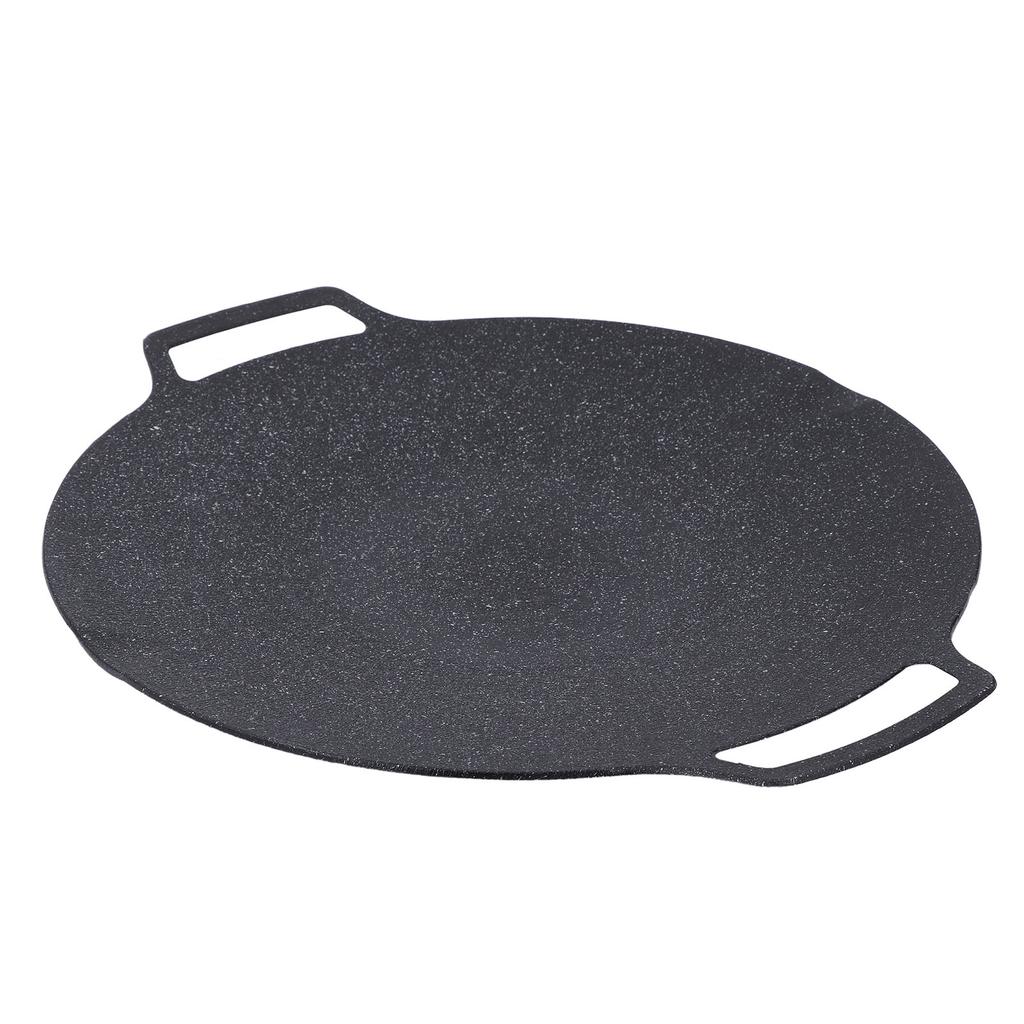 Korean Grill Pan Nonstick Round BBQ Griddle with 2 Handle Compatible for Induction Cooker Gas Stove Indoor Outdoor
