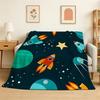 Outer Space Spaceship Astronaut Rocket Throw 240g Lightweight Flannel Blanket, Soft Skin Throw Blanket for Sofa Bedroom