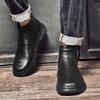 Men's shoes first-layer cowhide short boots business leather boots outdoor leisure autumn and winter high-top zipper foot crocodile cotton boots