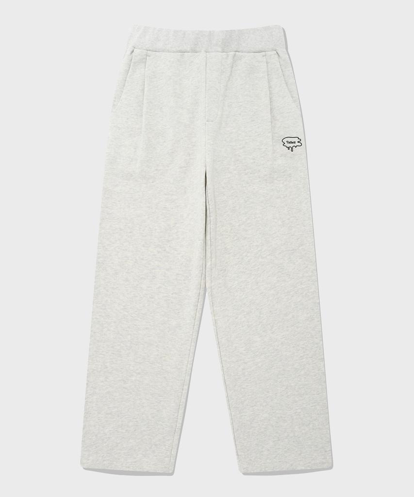 FALLETT Brush Logo One-Pleat Wide Sweatpants Oatmeal