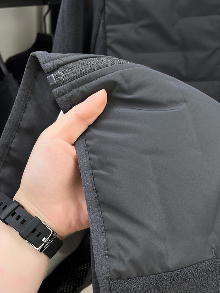 Men's Lightweight White Duck Down Jacket, Stand Collar, Thick, Warm Fleece, for Autumn and Winter.