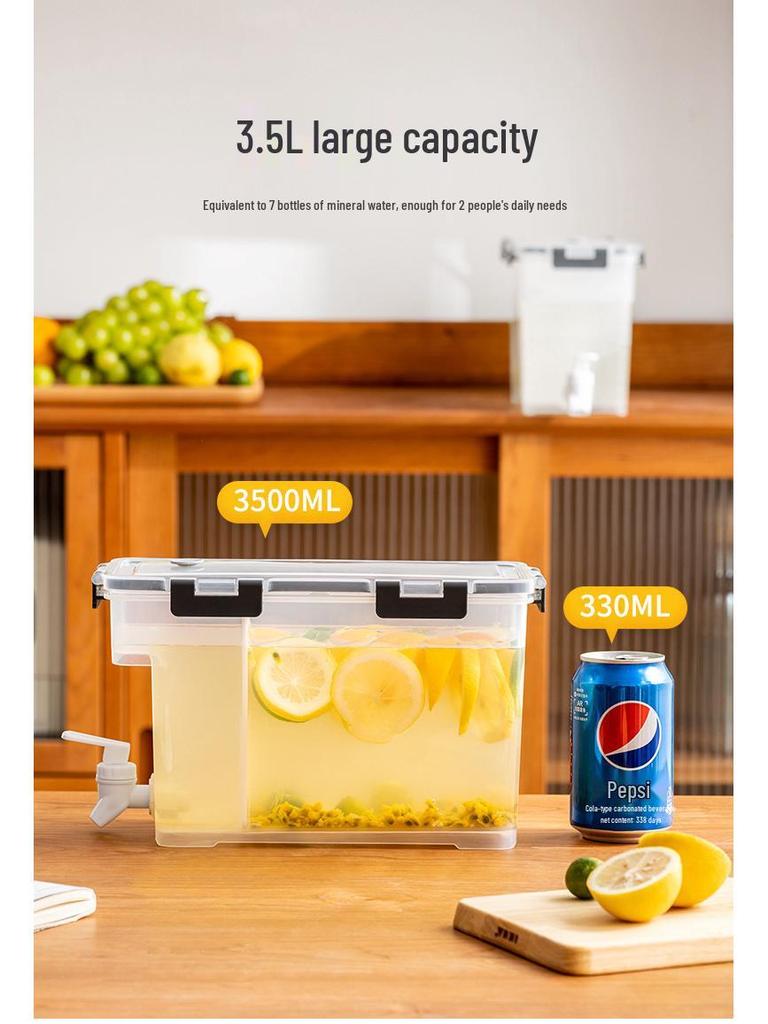 Chilled Water Pitcher with Tap: Fridge-Compatible, Sealed & Thickened for Summer, Large Capacity for Fruit Tea
