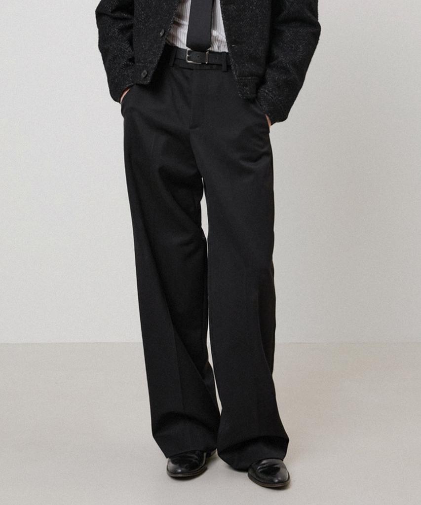LMOOD Forti Tailored Wool Gabardine Slacks Black