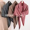 Solid 62*200cm Wool Triangular Large Scarf Women Knitted Shawls Winter Warm Thicken Headscarf Neckerchief Hijab Pashmina Wraps