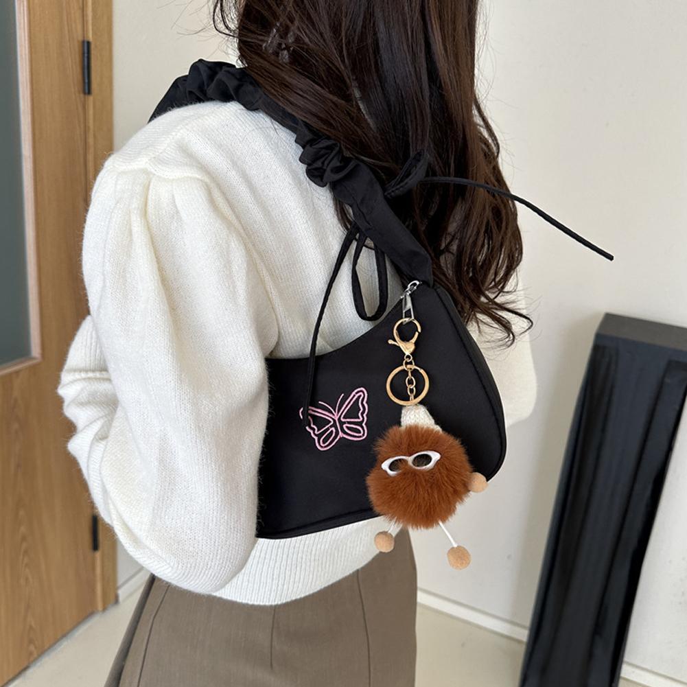 Fashionable Armpit Bag For Women Embroidery Butterfly Bag Bow Y2k-Style Bag Shoulder Makeup Lip E7T4