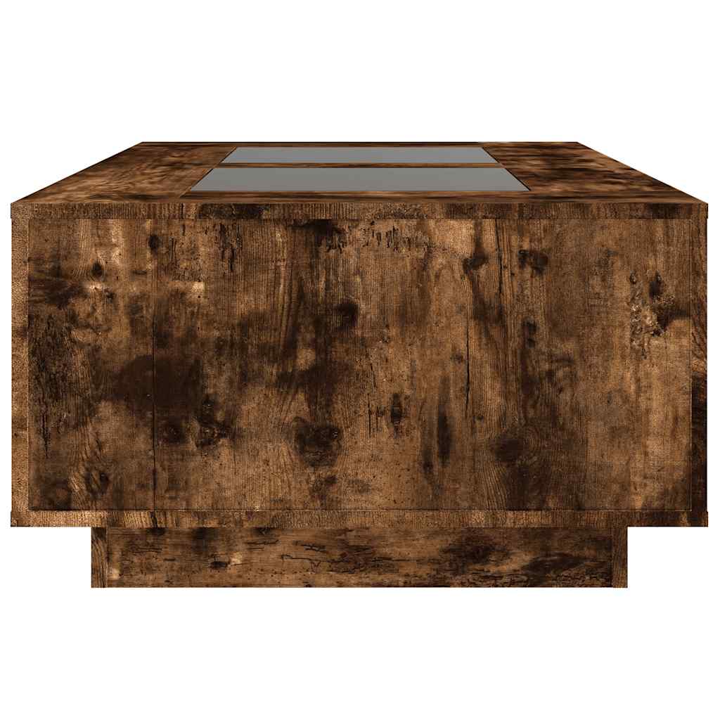Infinity LED Coffee Table with Smoked Oak Finish 116 x 69 x 40 cm