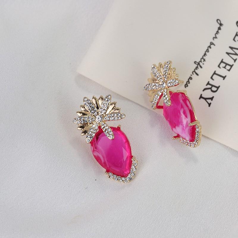 Boucles d'oreilles pendantes Zircon Fleur Colorée pour Femmes, Boucles d'oreilles pendantes Statement pour Fête & Usage Quotidien
