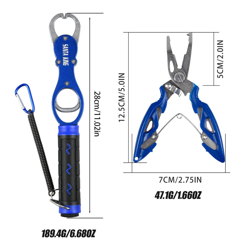 Fish Grip and Fishing Pliers Kit -Cutter Plier Scissor Fish Gripper Plier Set Nipper Pincer Snip Fishing Lure Lipgrip Accessory