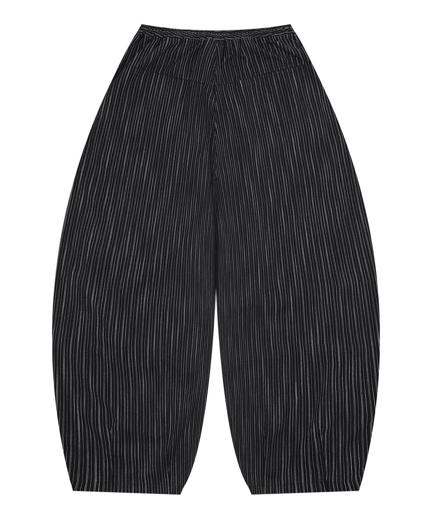 GLACK Gp139 Striped Linen Easy Pants (Black)