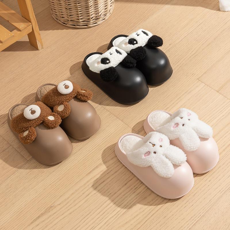 Fleece cotton slippers autumn and winter women's new thick bottom removable dismantling and washing rabbit cotton mop cute winter