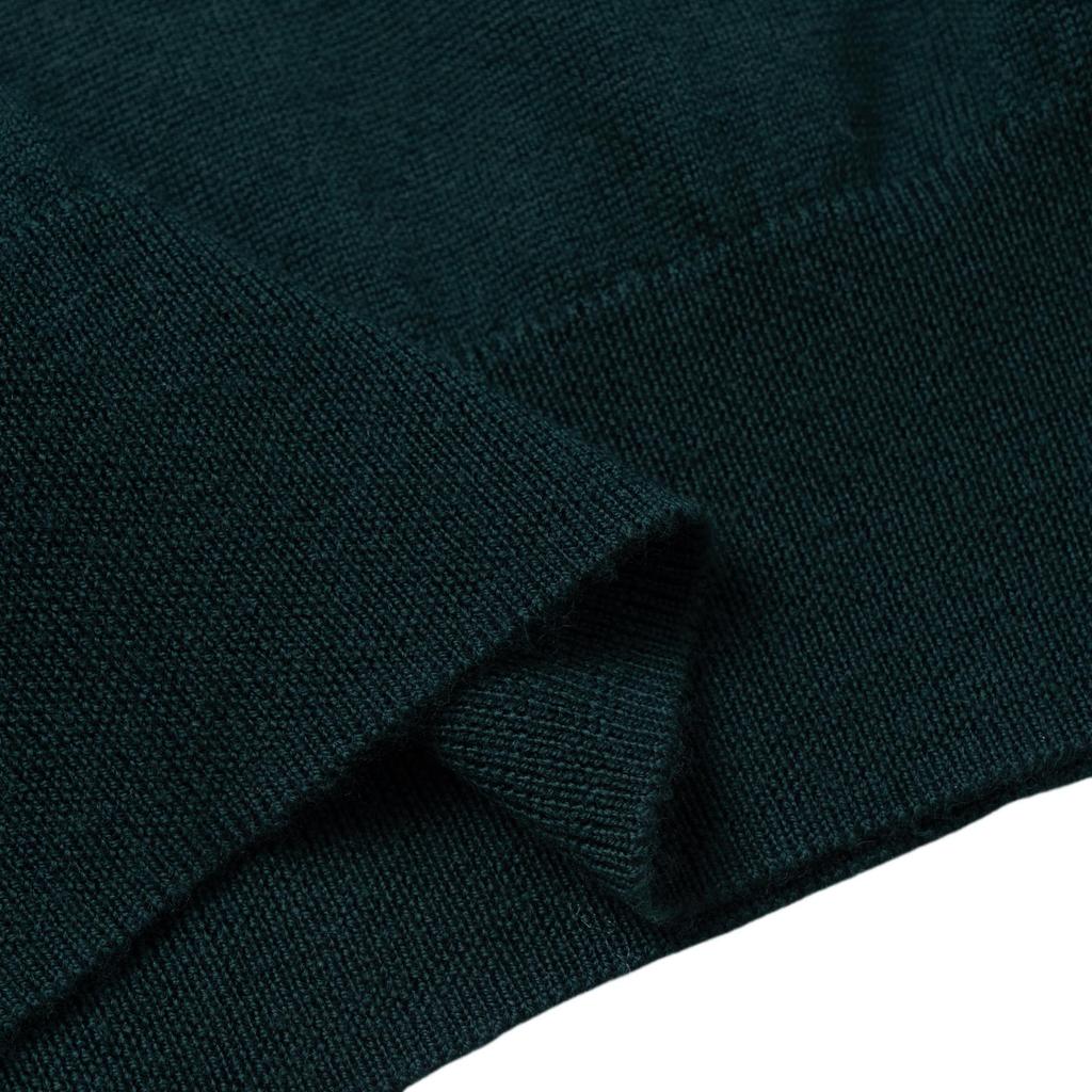 Polo Ralph Lauren FW23 Jednobarevný svetr s vyšívaným logem s výstřihem do V a dlouhým rukávem Pánský svetr Tmavě zelená 710883124-012