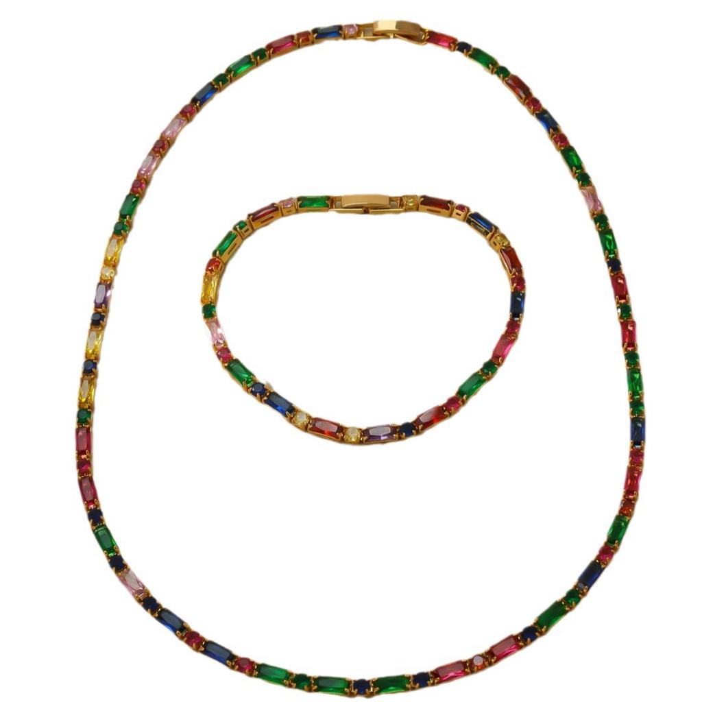 Retro Personalisiertes Licht Luxus Farbe Zirkon Armband Ins Damen Vielseitig High-End Sinn Schlicht Nische Temperament Halskette