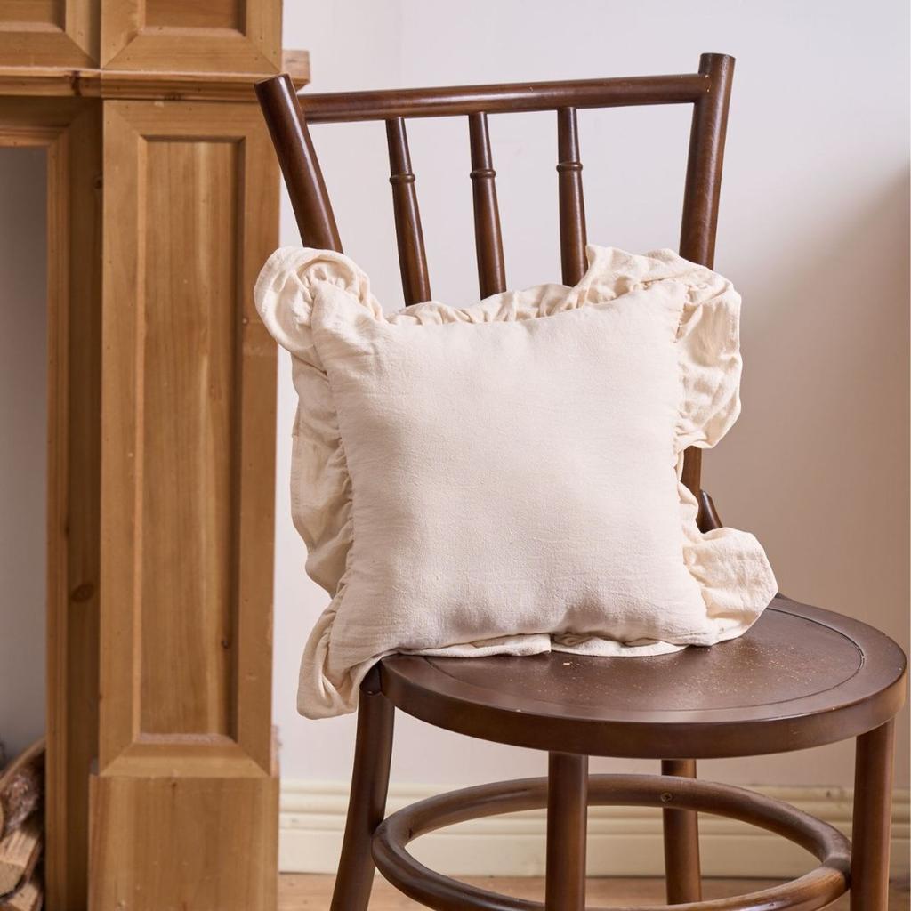 French Ruffle Edge Pillow Cover Solid Color Pillow Living Room Sofa Pillow Chair Back Waist Pillow Cover