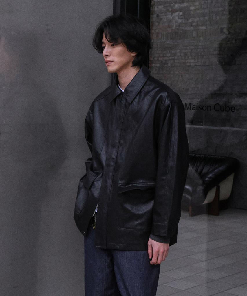 Mood Inside Field Leather Car Coat_Black