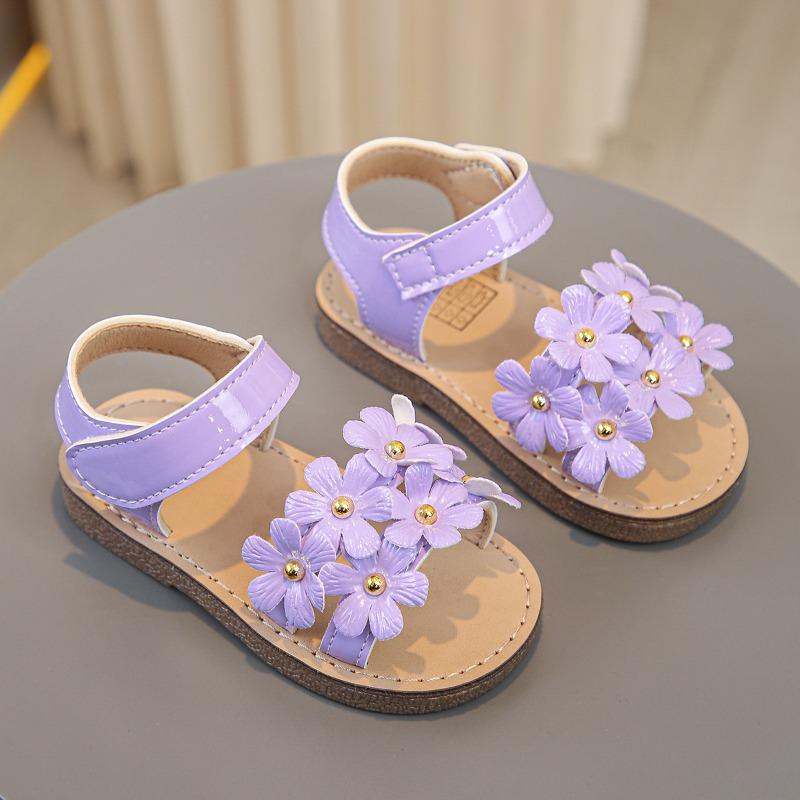 Girls' Floral Sandals Cute Princess Style Soft-Sole Sweet Shoes for Toddlers Cute Girls Shoes Casual Girls Shoes