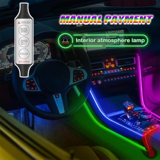 5m Car Interior Ambient Light Wireless RGB LED Remote Control Atmosphere Lamp