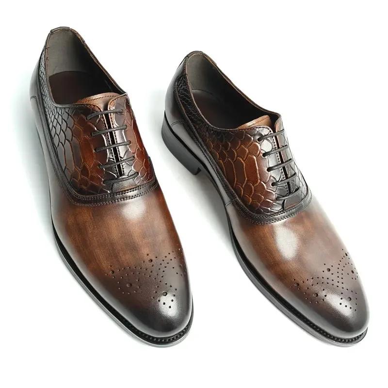 

Модный оптовик Мужская кожаная обувь Модная черная Деловая Свадебная вечеринка Офисная одежда Кожа Оксфорды Роскошная модная обувь 39 кофейный
