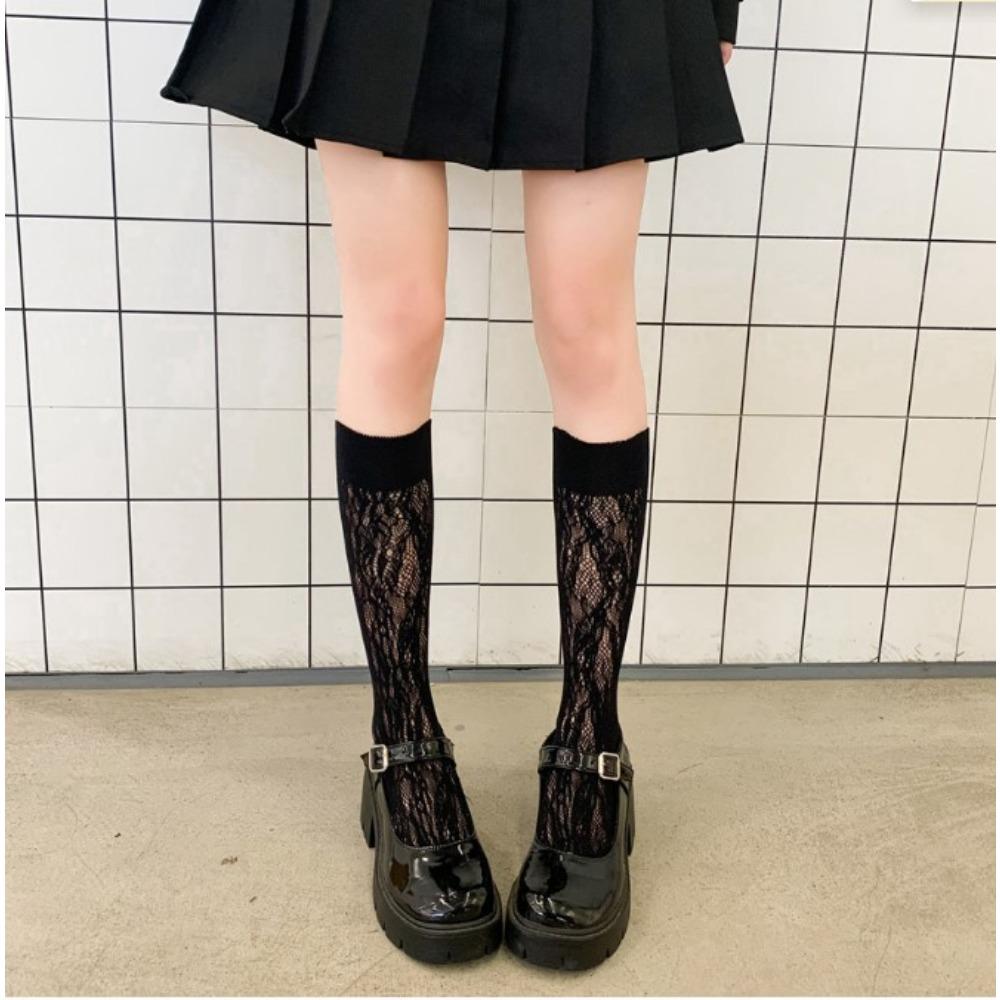 Japanese Jk Calf Socks Women's Ins Tide Summer Thin Stockings Love Lace Lolita Sexy Mesh Socks Women