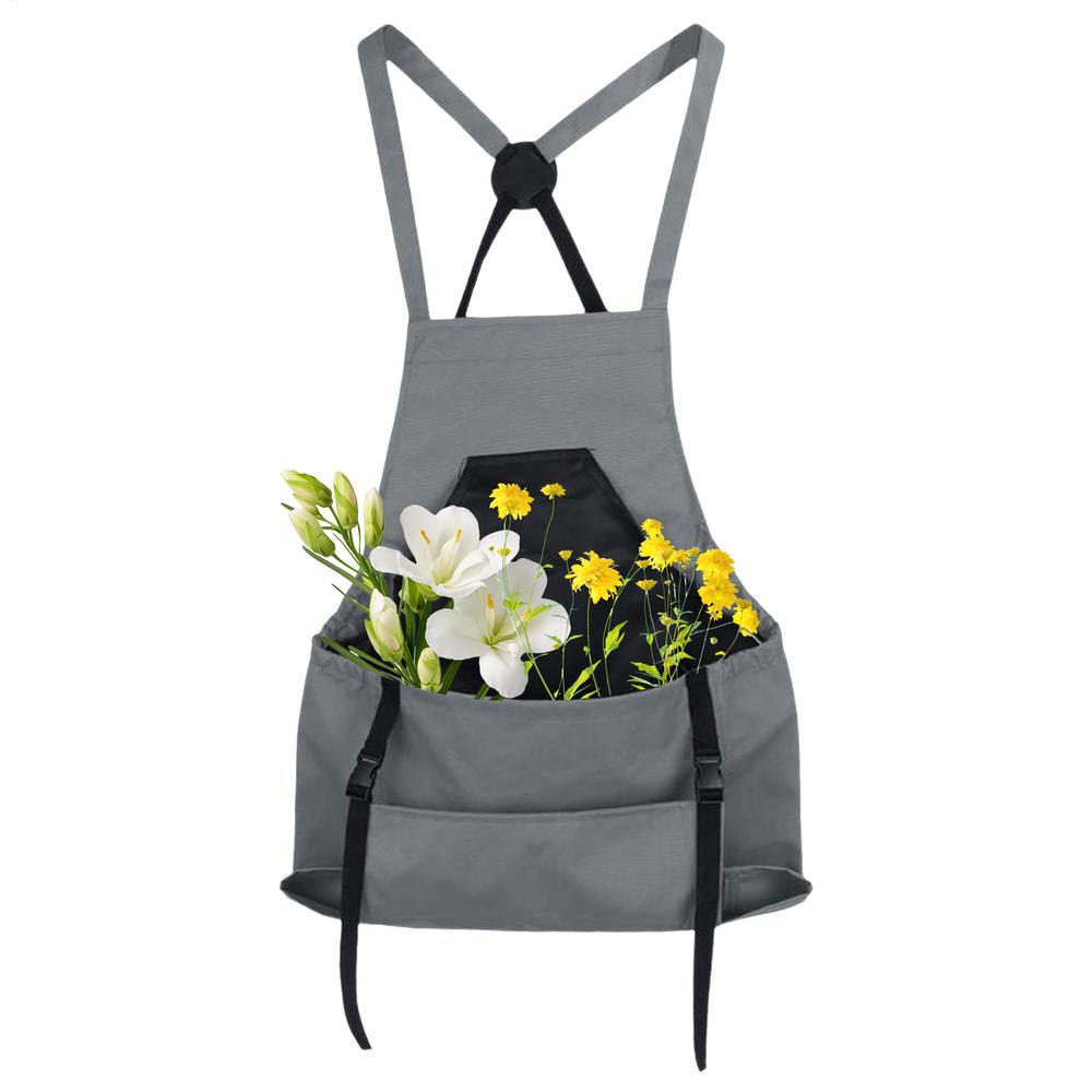 

Harvest Apron Farm Clothing For Fruit Picking Crossover Back Gardening Apron With Large Capacity Pockets For Women And Men сірий колір