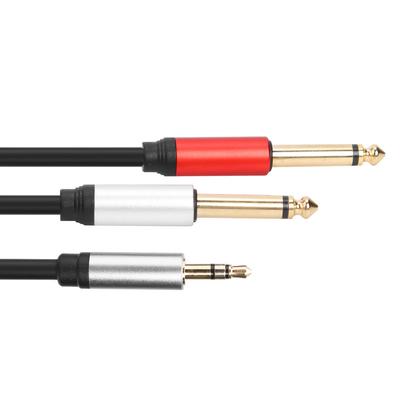 1.8m 3.5mm To Double 6.35mm TRS Cable Aluminum Housing 3.5mm TRS To 6.35mm TS Adapter Audio Stereo Cable for Headphones Jack