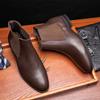 Elegant Chelsea Boots Leather Men Slip-on Dress Formal Boots Model Fashion Motorcycle Boots Vintage British Style Platform Boots