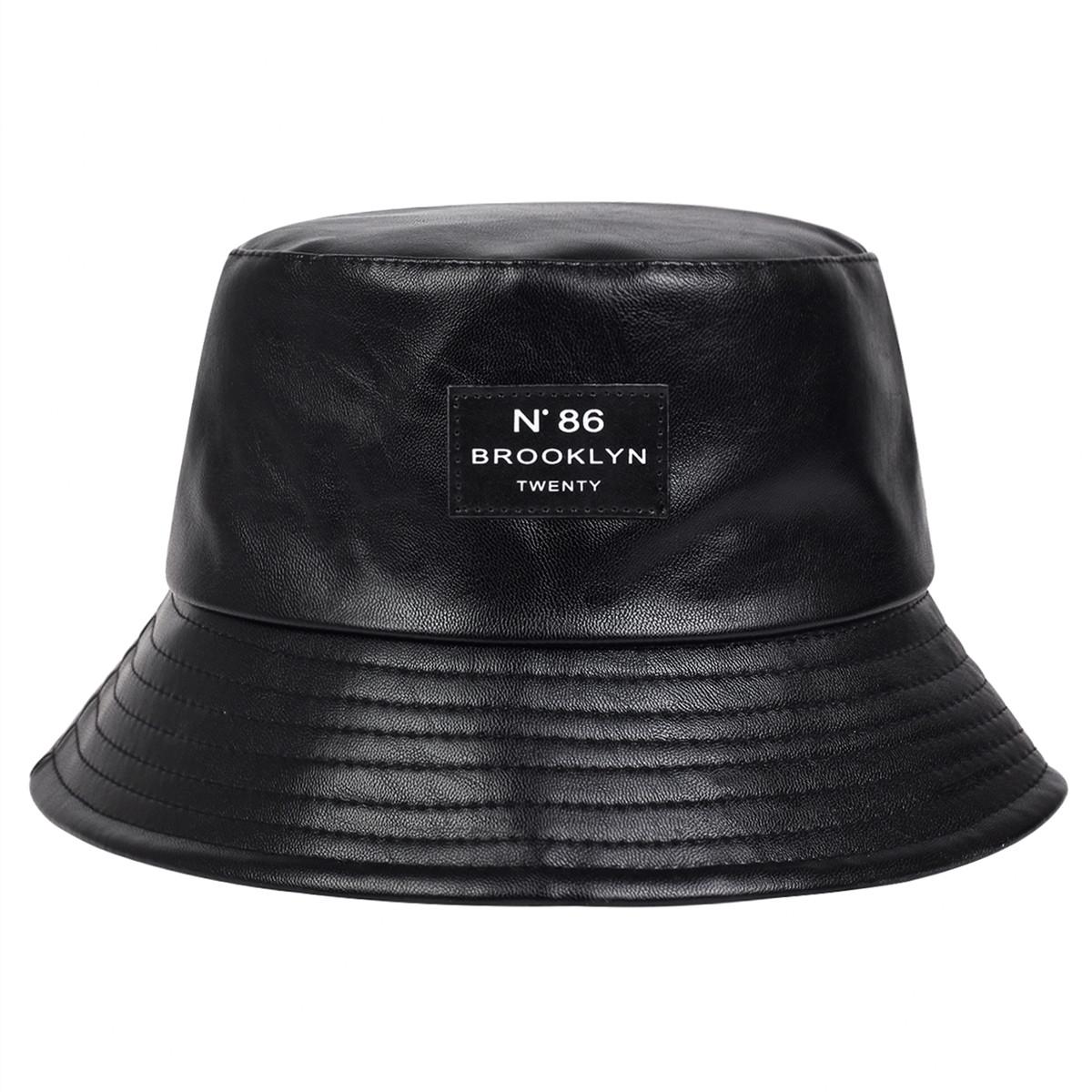 

Унисекс LOS ANGELES Label Personality Pu Leather Bucket Hats Рыболовные кепки Повседневная кепка для отдыха на природе Солнцезащитная шляпа