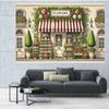 2D Vintage Flower Shop Backdrop, Romantic Floral Store Photography Background