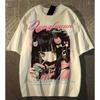 Trendy Brand Sweet Cool Anime Character Print Shortsleeved Tshirt for Unisex and Women Loose High Street Vintage Top Summer