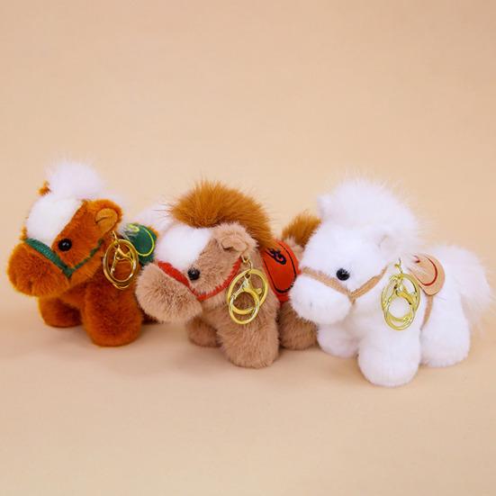 Realistic Pony Plush Keychain 2026 Year of The Horse Plush Keyring Cute Pony Doll Soft Stuffed Animal Birthday Gifts for Kids
