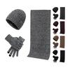 3Pcs/Set Women Winter Hat Scarf Gloves Set Solid Color Knitting Hat Long Scarf Touchscreen Gloves Set Winter Accessories