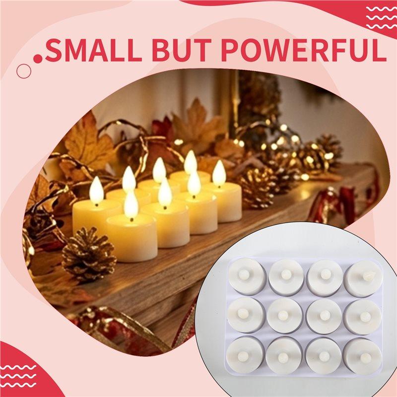 Versatile Battery Operated LED Flickering Tea Light Candles 12Pc Rechargeable Flameless Candles