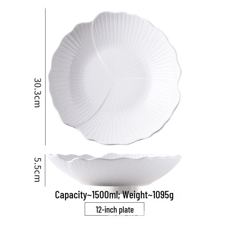 Abay Ceramic Scalloped Ginkgo Dinner Plate