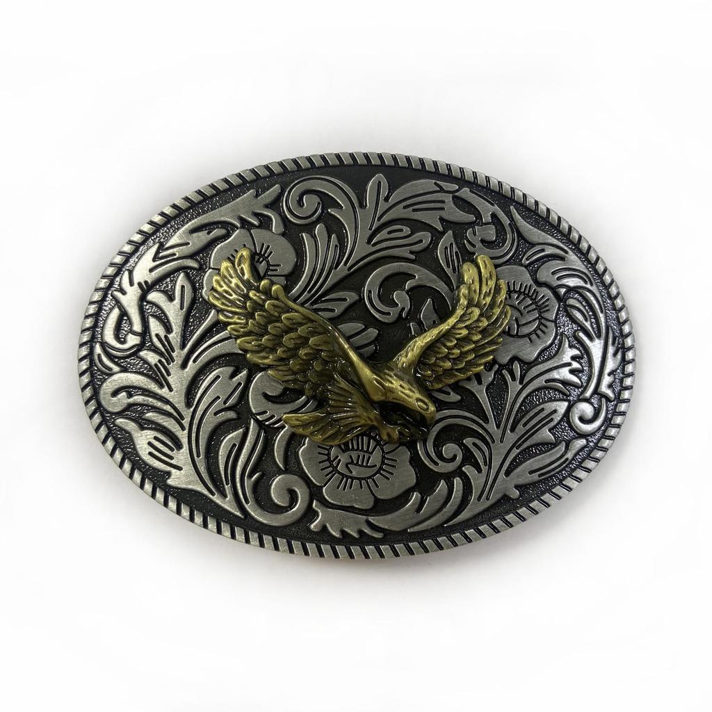 Mongolian Eagle Retro Zinc Alloy Belt Buckle | Antique Tin Finish | Knight Design